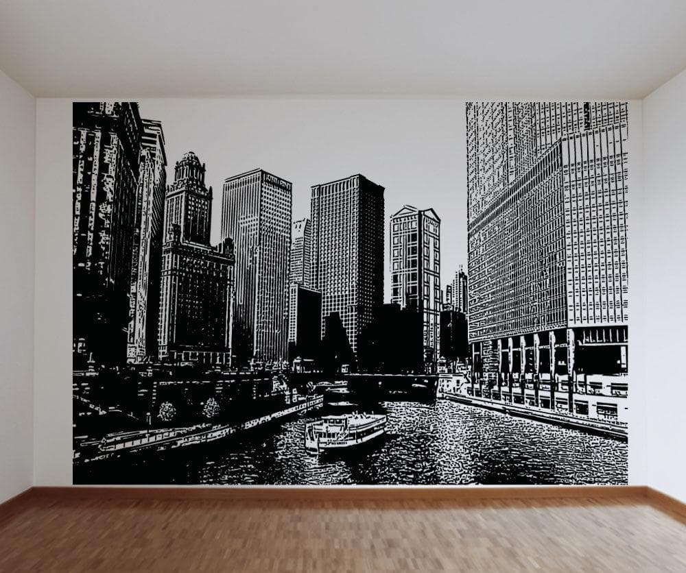 Chicago River Ferry Vinyl Wall Decal Sticker #5224 - Removable Home Decor for Living Room, Bedroom & Office