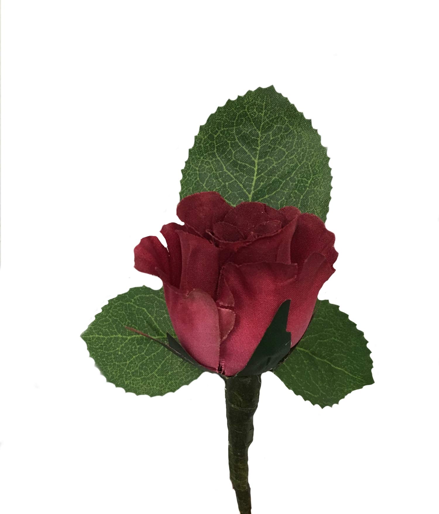 Angel Isabella Boutonniere - Burgundy Artificial Rose Bud Pin for Weddings, Prom, Homecoming, and Special Events - Elegant Floral Boutonniere with Pin Included