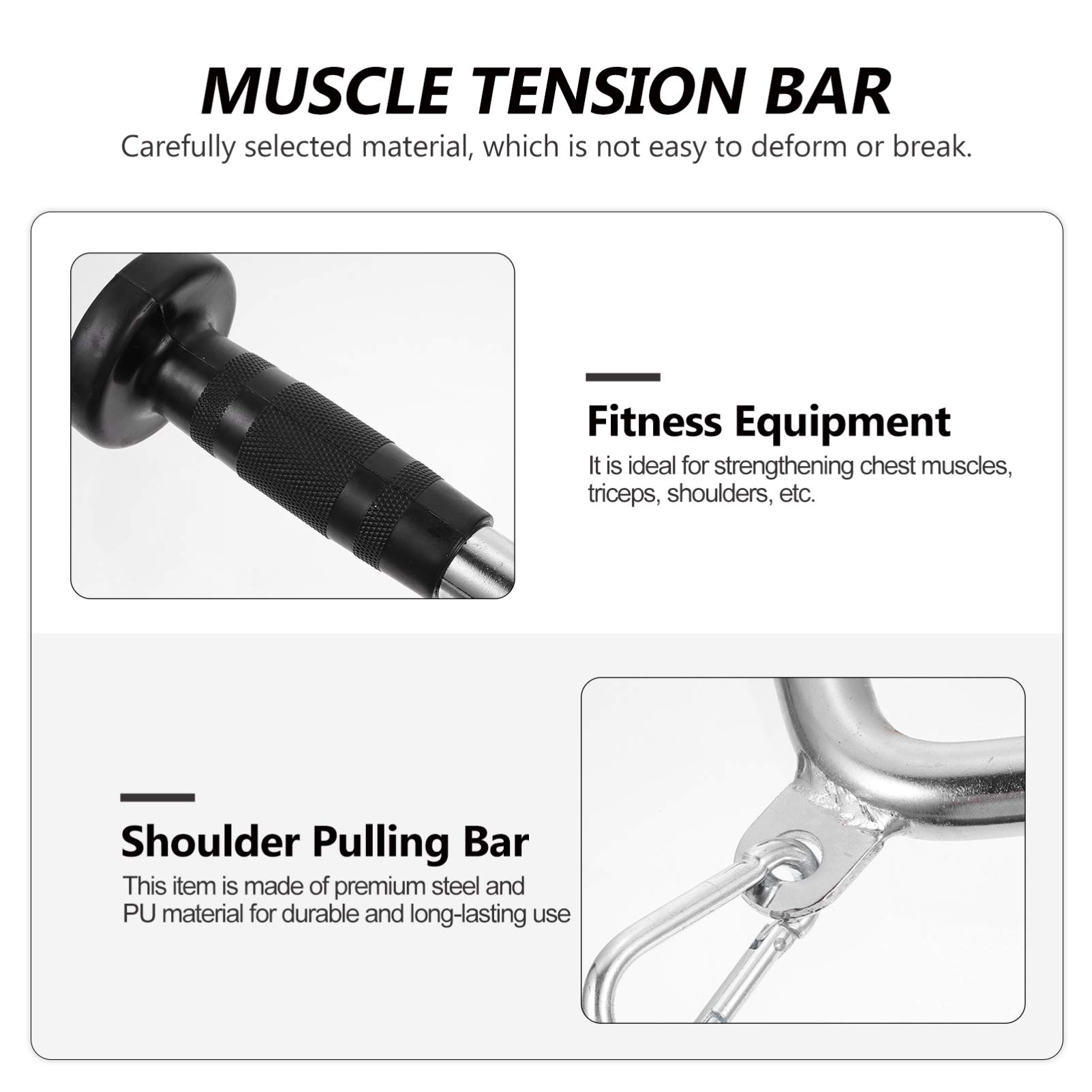 BESPORTBLE 1 Set Fitness Bar with Pulley System - Muscle Tension Bar, Pull Rod Exercise Machine Attachments for Home Gym - Down Handle Grip for Strength Training & Muscle Building | Perfect for CrossFit, Weightlifting & Home Workouts