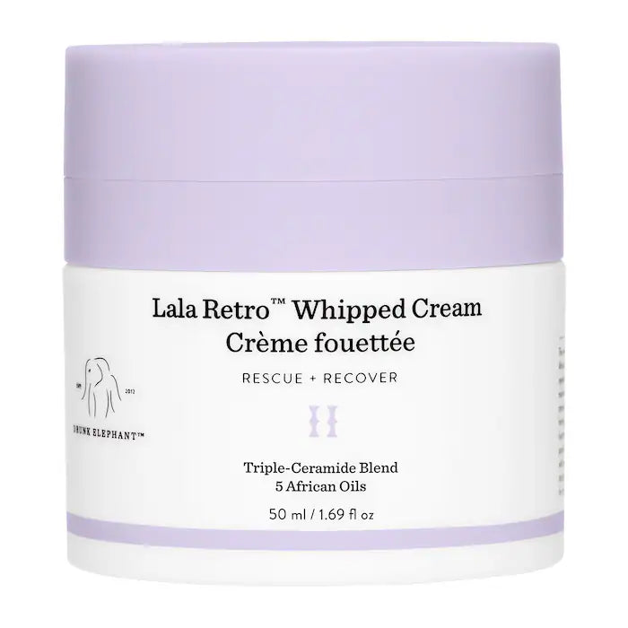 Drunk Elephant Lala Retro Whipped Cream Rechargeable Moisturizer - Hydrating & Nourishing Face Cream for Dry Skin | Day & Night Skincare Routine