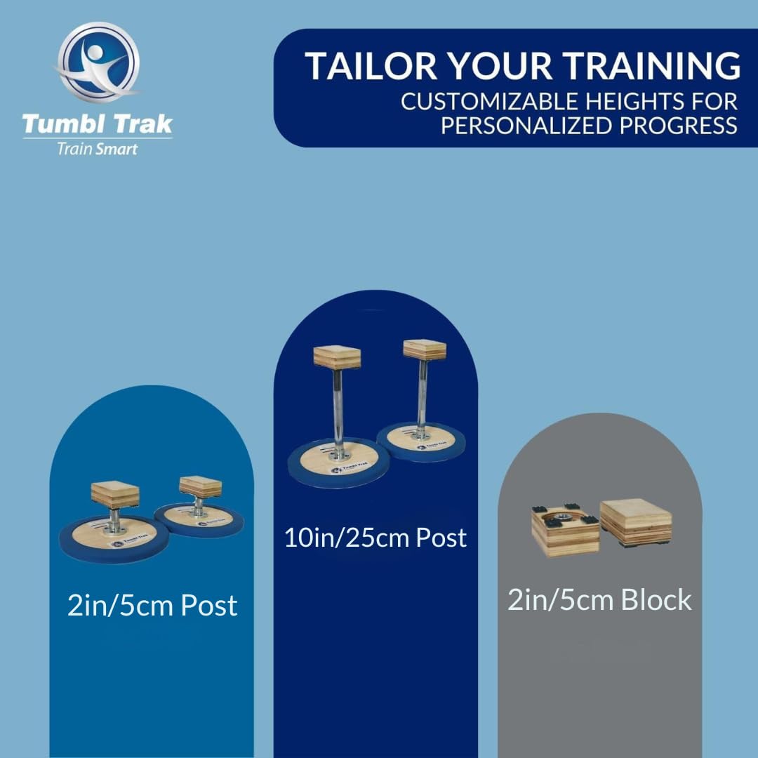Tumbl Trak 3-in-1 Adjustable Handstand Canes – High & Low Canes with Yoga Blocks – Gymnastics, Acrobatics & Contortion Training Equipment for Strength & Flexibility – Perfect for Home Gyms, Yoga Studios & Circus Performances