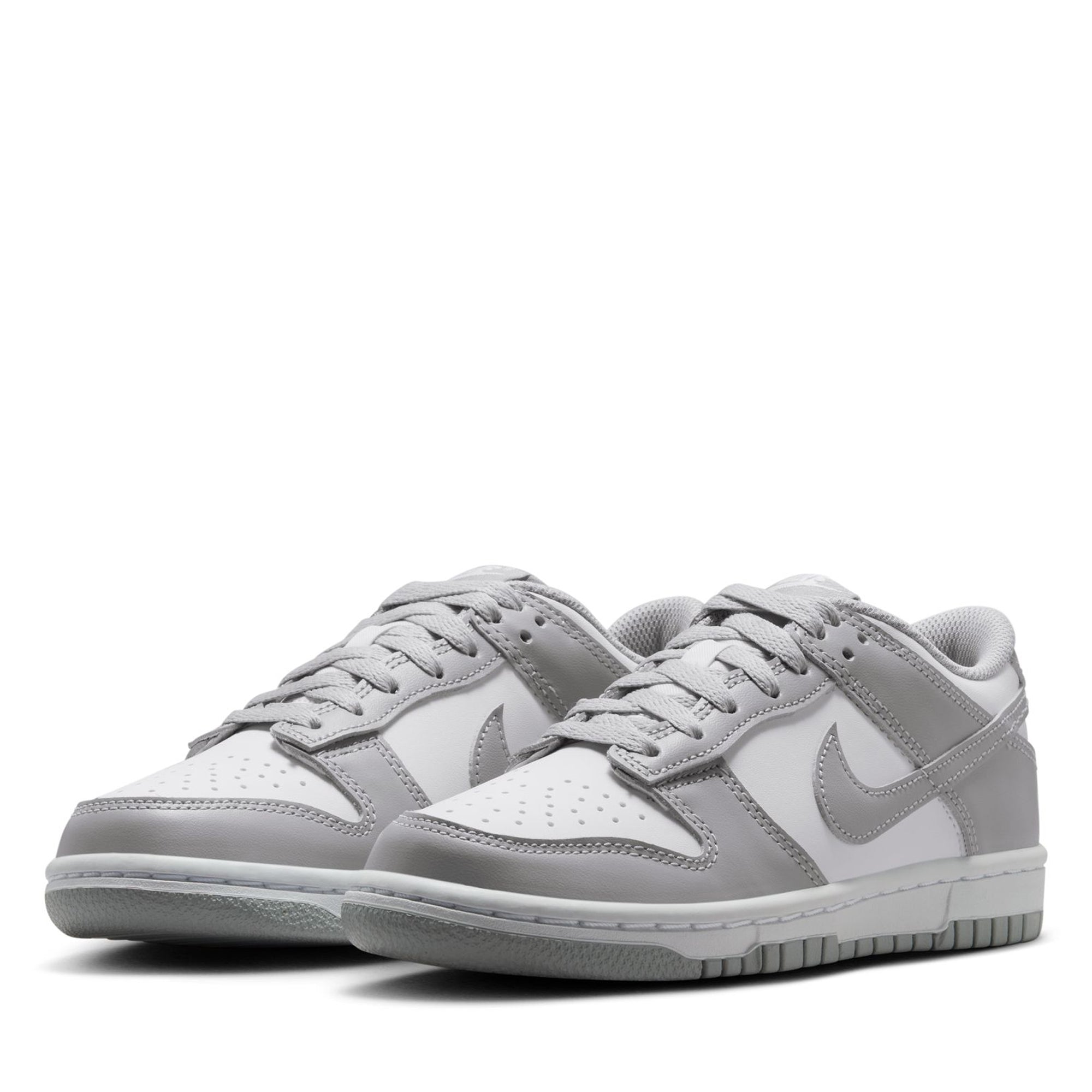 Nike Dunk Low GS Sneakers for Kids - White & Light Smoke Grey - Casual & School Shoes for Boys and Girls