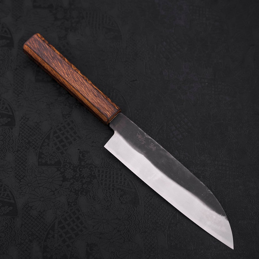 Premium Santoku Knife 165mm - Japanese White Steel #2 with Kurouchi Finish & Sumi Urushi Handle - Perfect for Slicing, Dicing, and Chopping Vegetables, Meat, and Fish