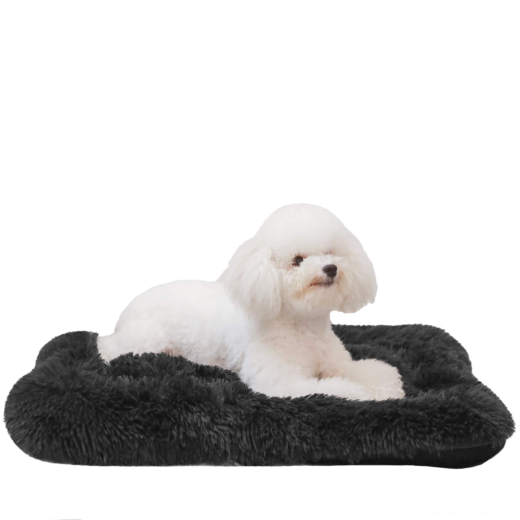 HACHIKITTY Calming Dog Bed Crate Pads - Large Washable Dog Crate Mat for Anxiety Relief, Dark Grey Pet Bedding for Small to Large Dogs - Perfect for Crates, Kennels & Travel Use