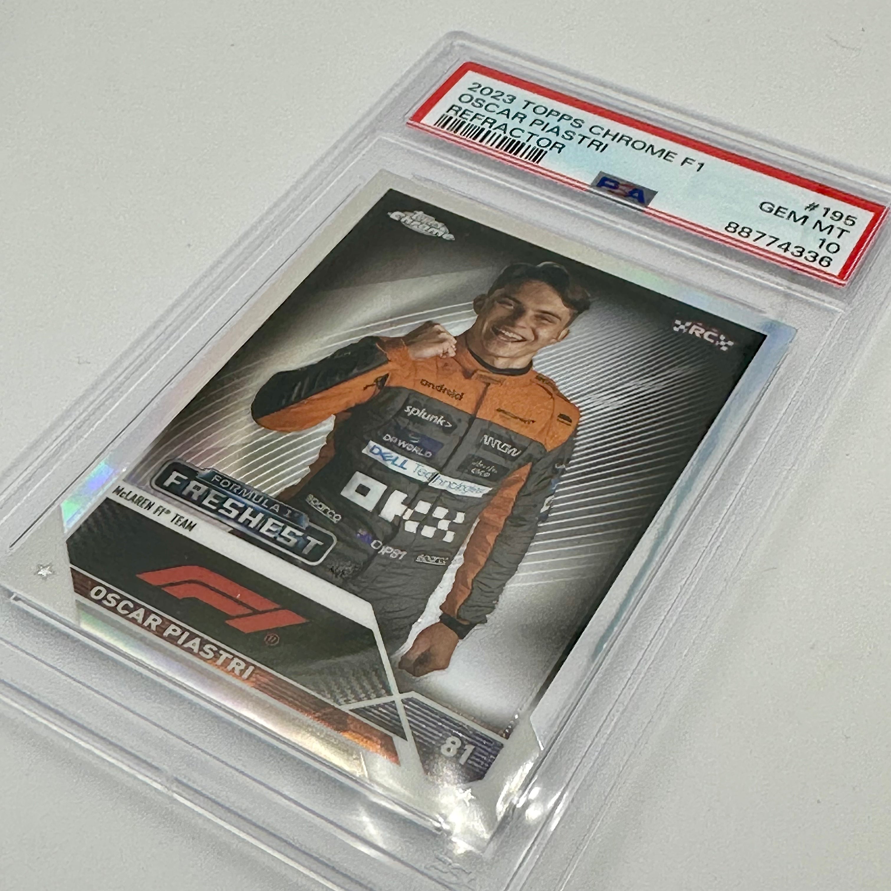PSA 10 Oscar Piastri #195 Refractor 2023 Topps Chrome Rookie Card - Perfect for Collectors, Sports Memorabilia Enthusiasts & Investment
