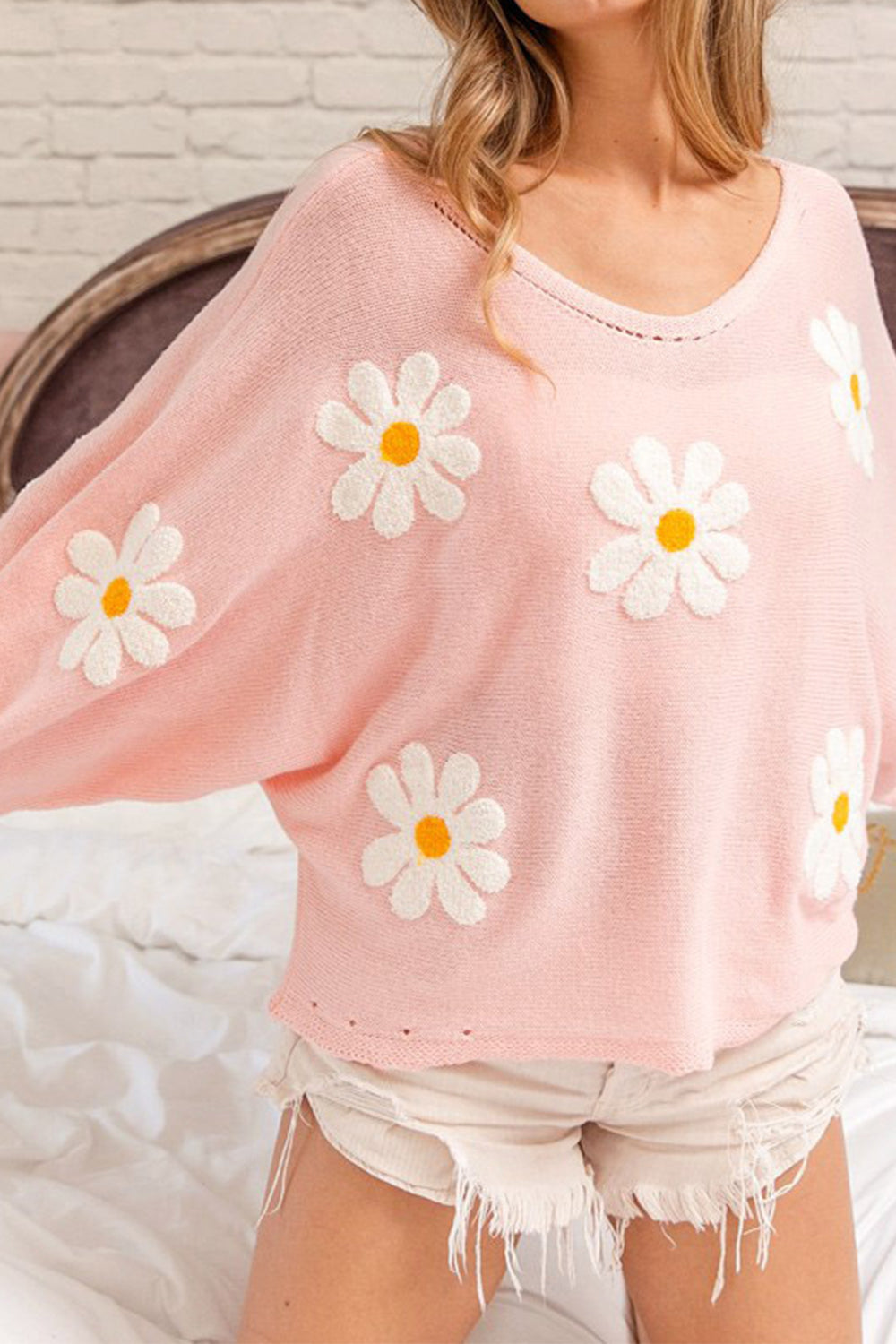 Floral Print Long Sleeve Knit Sweater for Women - Cozy Fall & Winter Pullover - Perfect for Office, Date Night and Casual Outings
