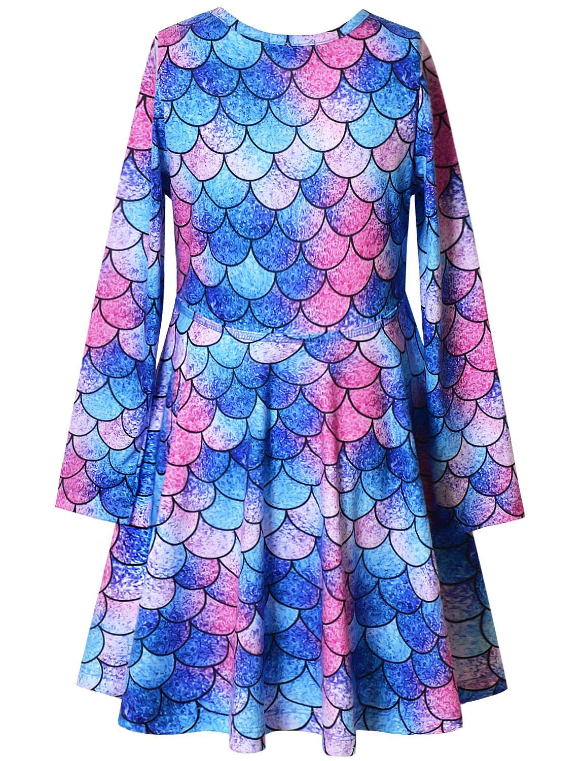 Jxstar Girls Long Sleeve Swing Dress - Cute Twirl Dresses for Kids Fall & Winter Clothing | Perfect for School, Parties & Holiday Outfits