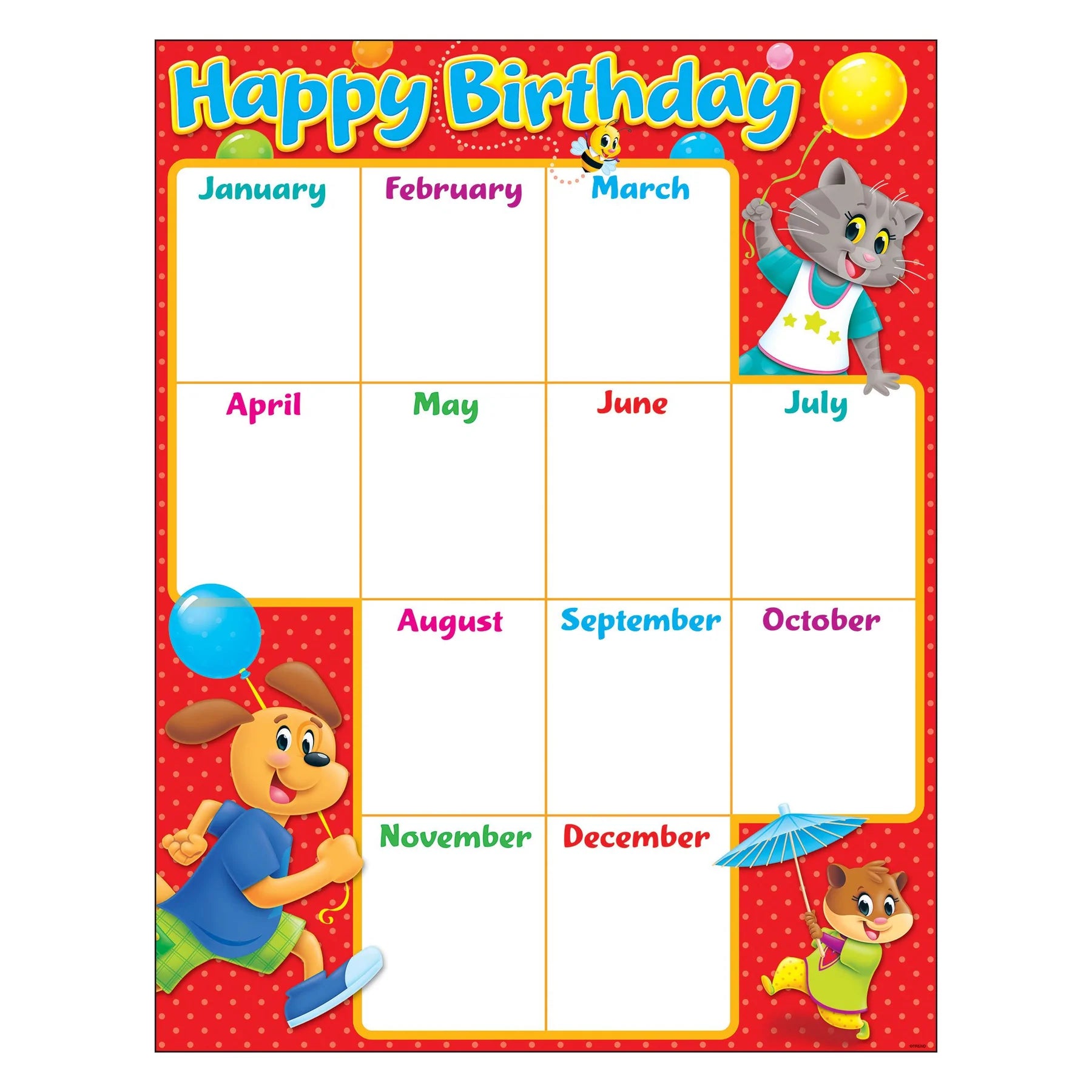 Birthday Playtime Pals™ Learning Chart - Educational Toy for Kids' Birthday Parties & Classroom Activities | Perfect for Preschool Learning & Party Favors