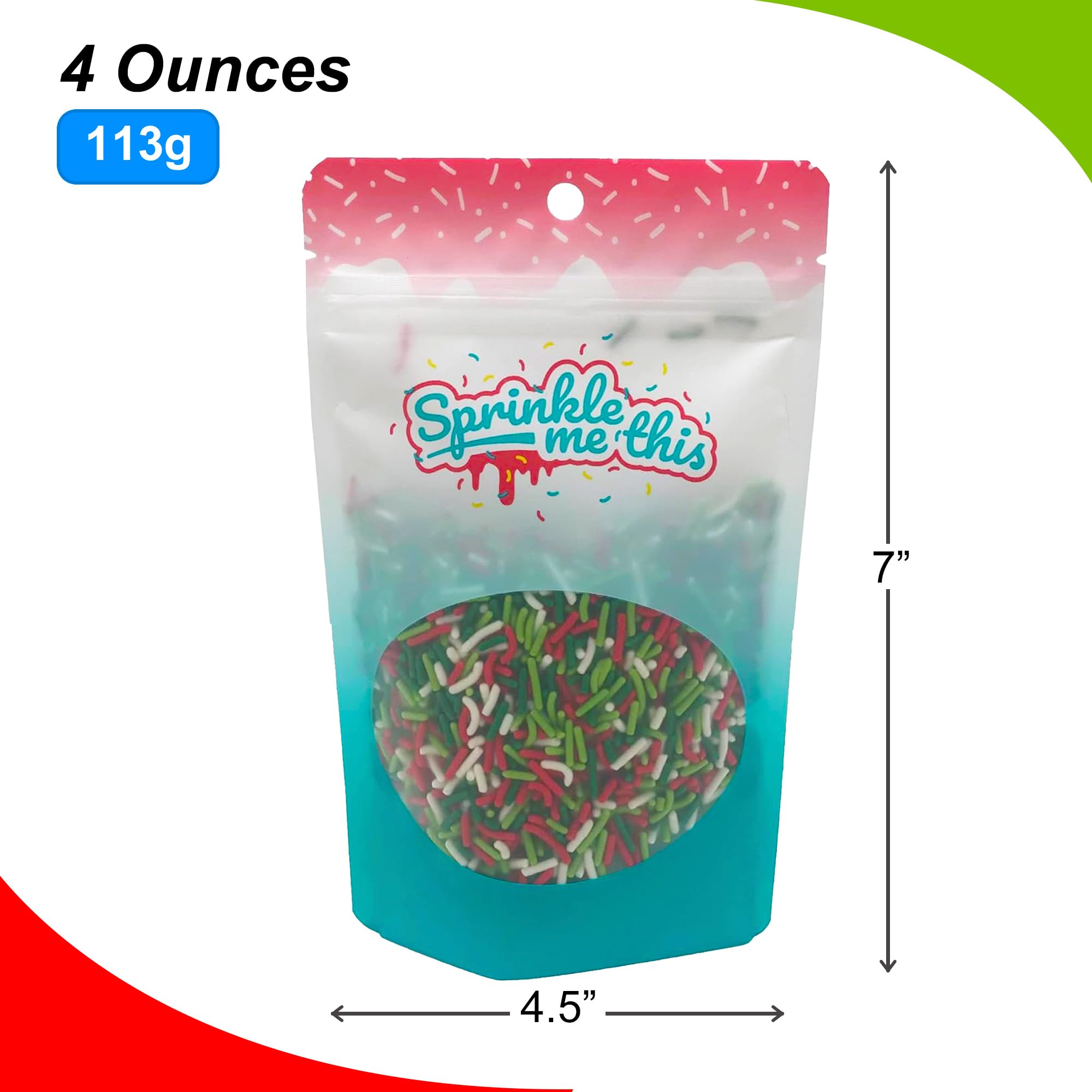 Premium Mistletoe Magic Sprinkle Mix - 4oz Resealable Stand Up Candy Bag - Christmas Baking Decorations - Bulk Holiday Sprinkles for Cookies, Cakes & Desserts - Perfect for Holiday Baking, Cupcake Decorating & Festive Treats