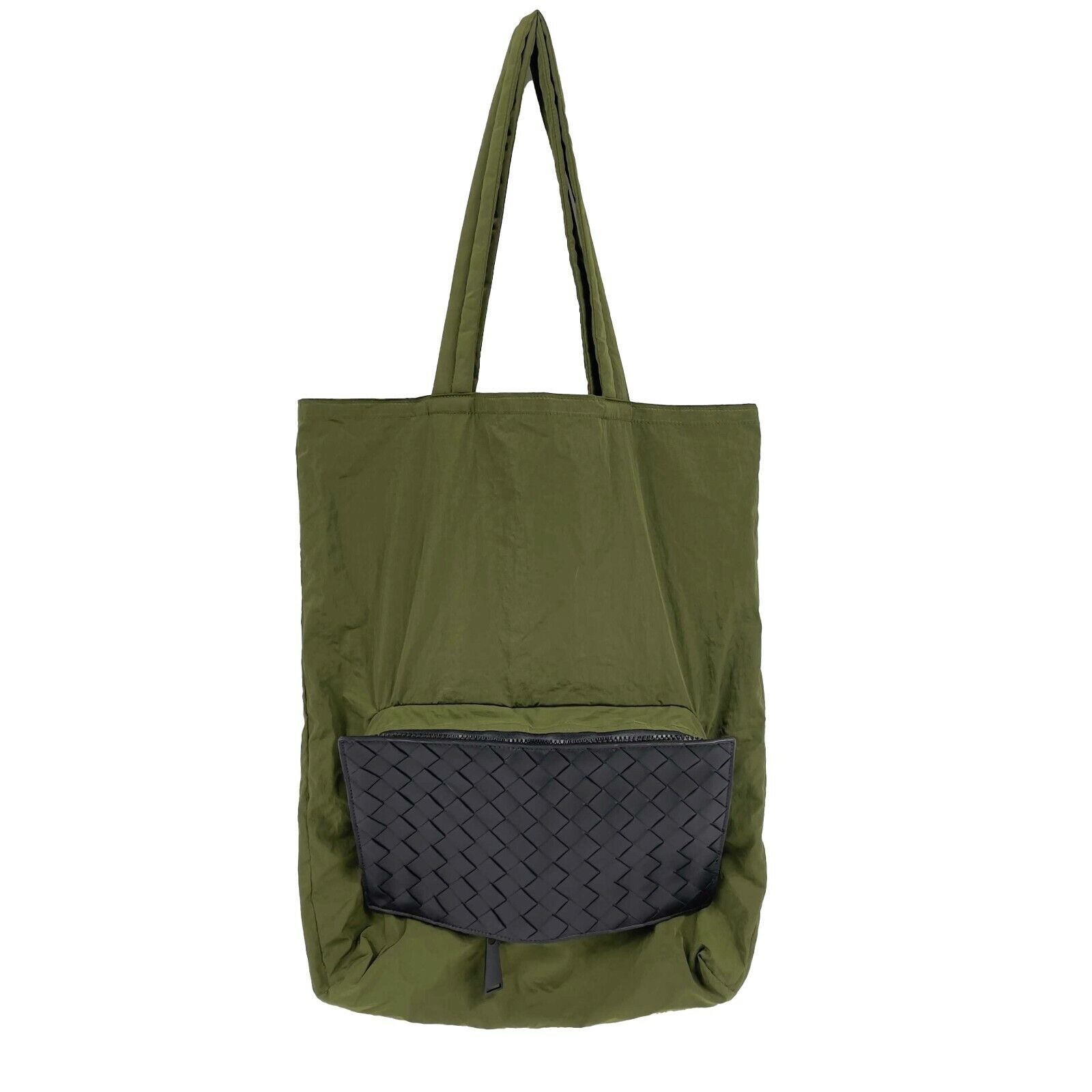 Bottega Veneta Men's & Women's Foldable Nylon Nappa Intrecciato Luxury Shopping Tote Bag - Perfect for Travel, Work & Everyday Use