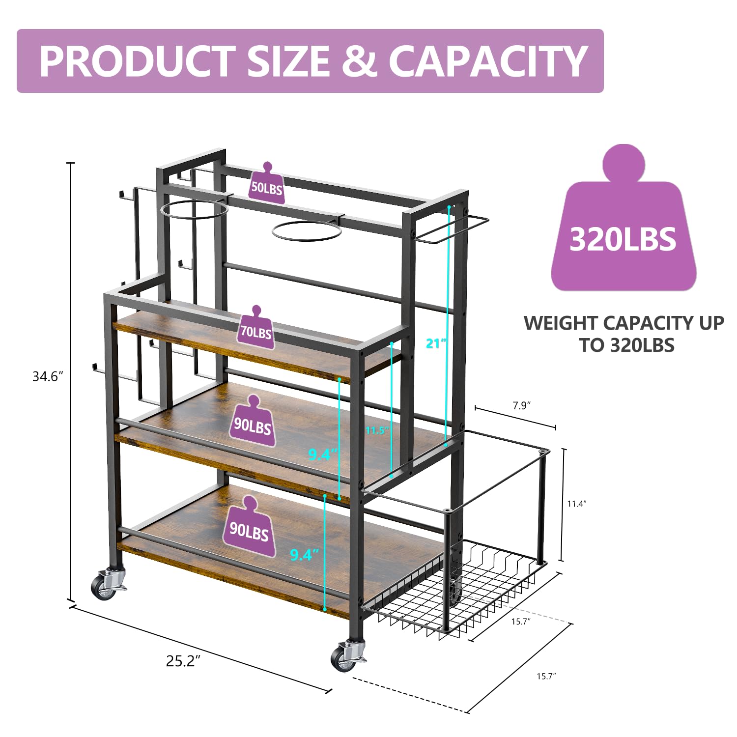 **EasyCom Heavy-Duty Home Gym Storage Rack – Large Capacity Organizer for Dumbbells, Kettlebells, Foam Rollers, Yoga Mats & Resistance Bands – Workout Equipment Storage with Hooks & Wheels – Perfect for Garage, Basement & Home Gym Organization**