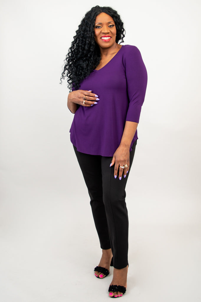Jackie 3/4 Sleeve Bamboo Viscose Top - Soft & Breathable Women's Blouse for Casual Wear & Summer Outfits