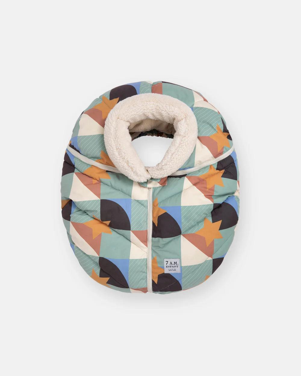 7 A.M. Car Seat Cocoon - Soft Sherpa Liner Cover with Benji Prints | Cozy Infant Car Seat Insert for Winter & Travel | Baby Shower Gift Idea