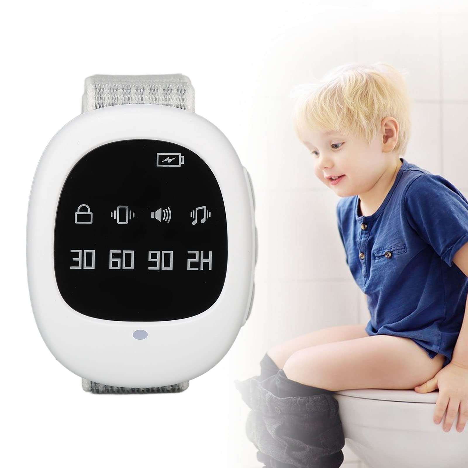 **Bed Wetting Alarm for Kids & Adults - Wireless Potty Training Alarm with Sound & Vibration, Timer Setting, White - Helps Stop Bedwetting for Children & Elderly (Home & Travel Use)**