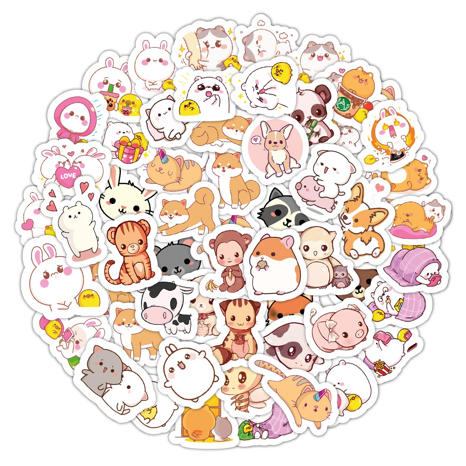 Cute Kawaii Animal Stickers for Water Bottles & Laptops