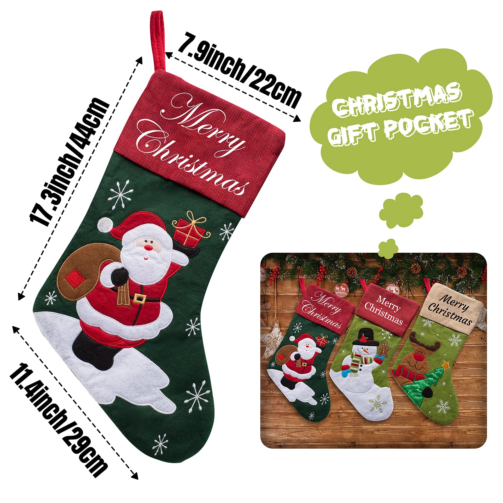 Personalized Christmas Stockings with Names - 6 Pack Custom Holiday Stockings for Family & Friends | Festive Home Decor, Fireplace Mantel, Xmas Tree, Gift Exchange