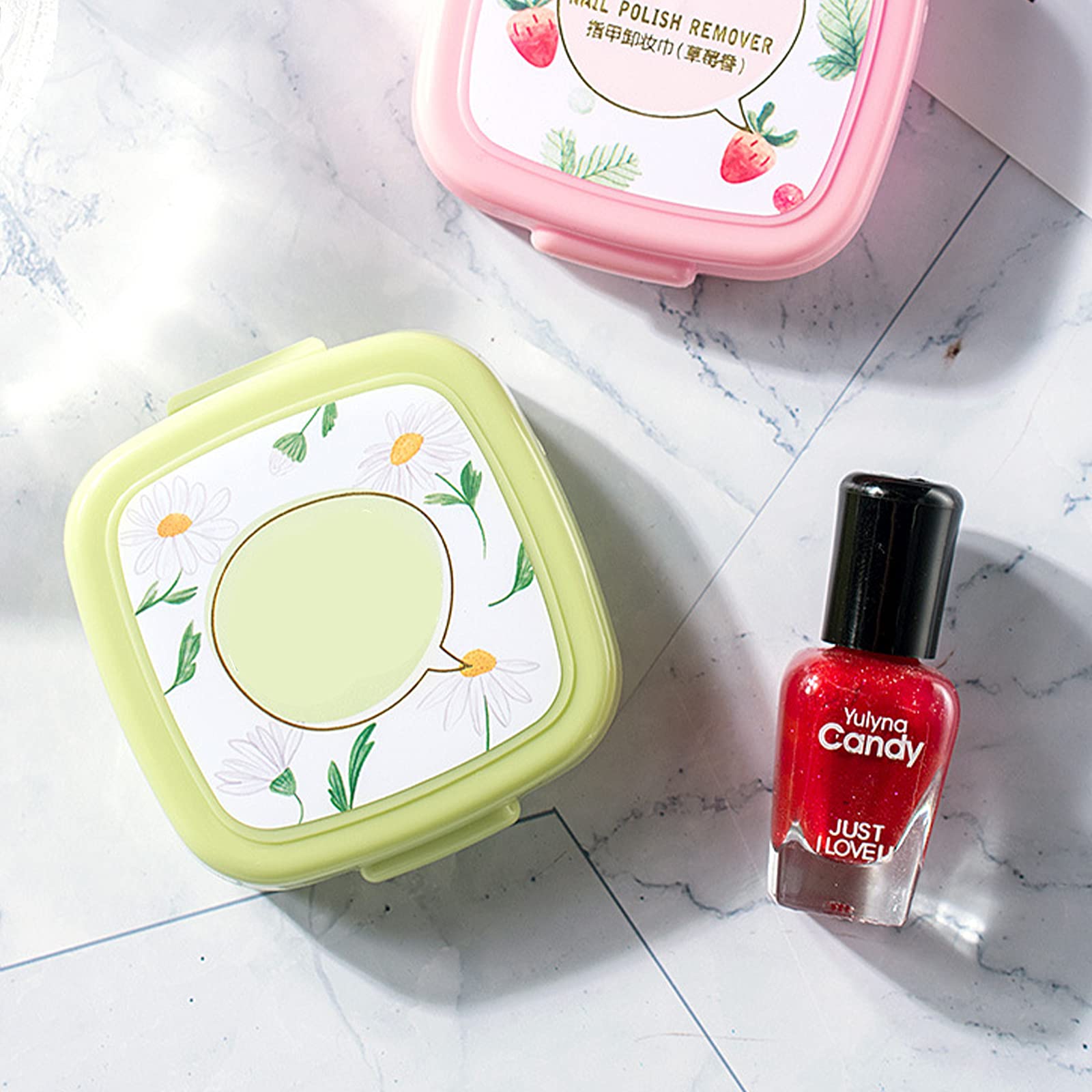 1 Box Nail Polish Remover Pads - 100 Disposable Acetone Wipes for Gel & Regular Polish (Strawberry Scent) - Perfect for Home, Salon & Travel Manicures