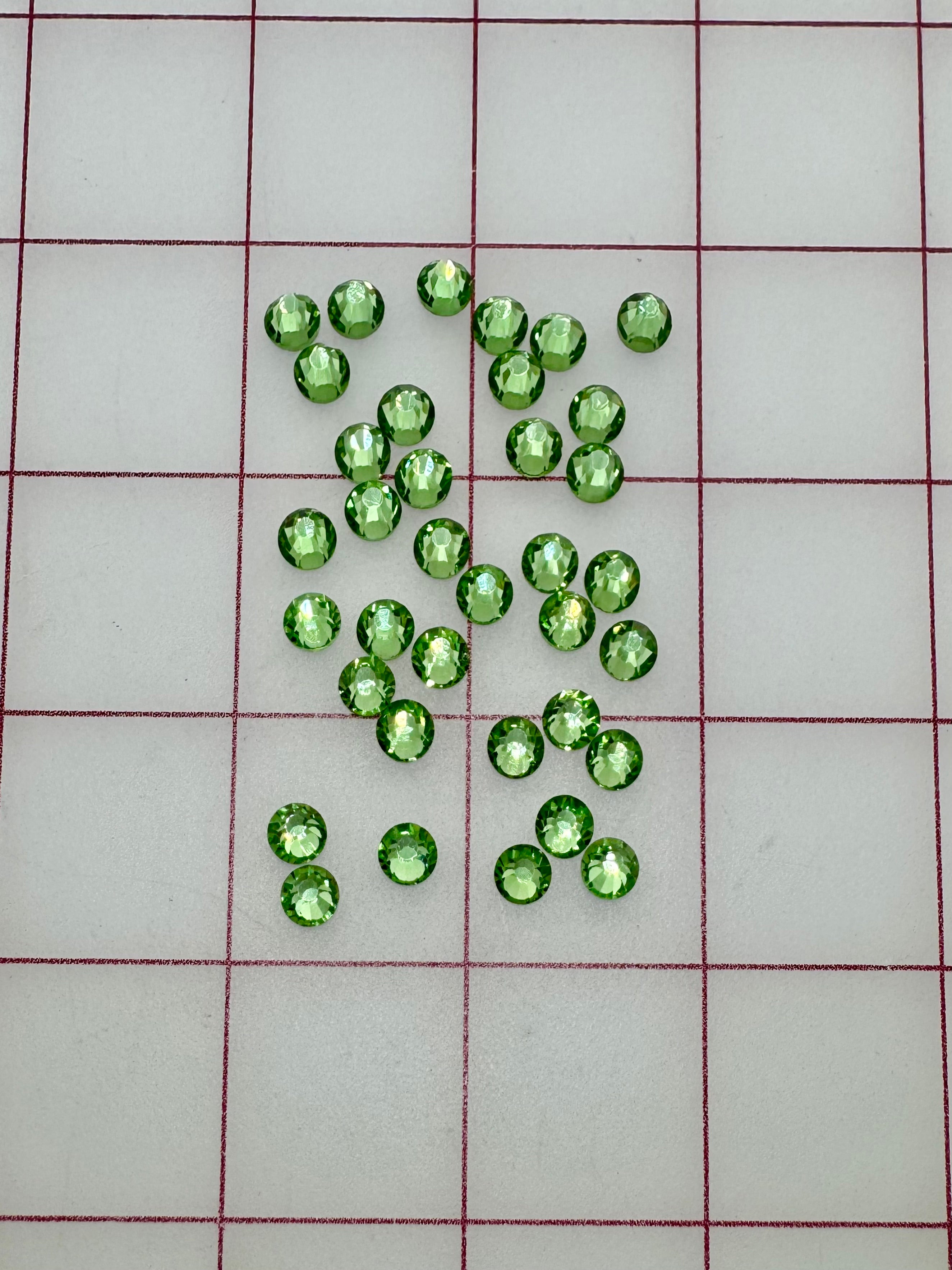 30ss Czech Bright Cut Peridot Flat Back Rhinestones - 36PK for DIY Jewelry Making, Costume Design & Craft Projects