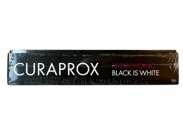 Curaprox Black is White Hydrosonic Electric Toothbrush with 2 Brush Heads, USB Charger & Travel Case - Professional Teeth Cleaning for Home & Travel Use