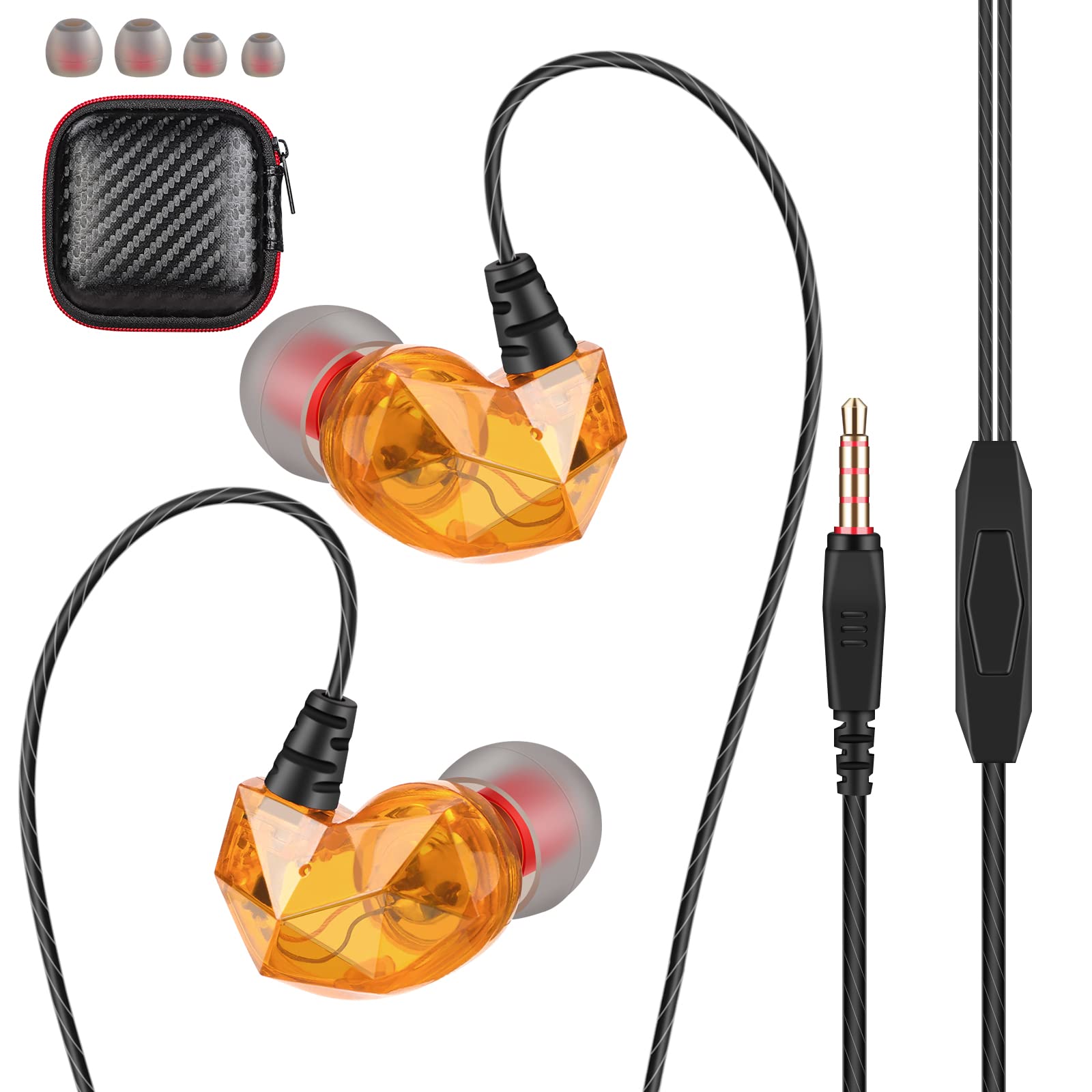 WESADN Wired Earbuds with Microphone - 3.5mm In-Ear Headphones, Stereo Sound & Powerful Bass for Gaming - Compatible with iPhone, iPad, Android, Samsung, MP3 & Laptop (Yellow) | Perfect for Commuting, Workouts & Online Classes