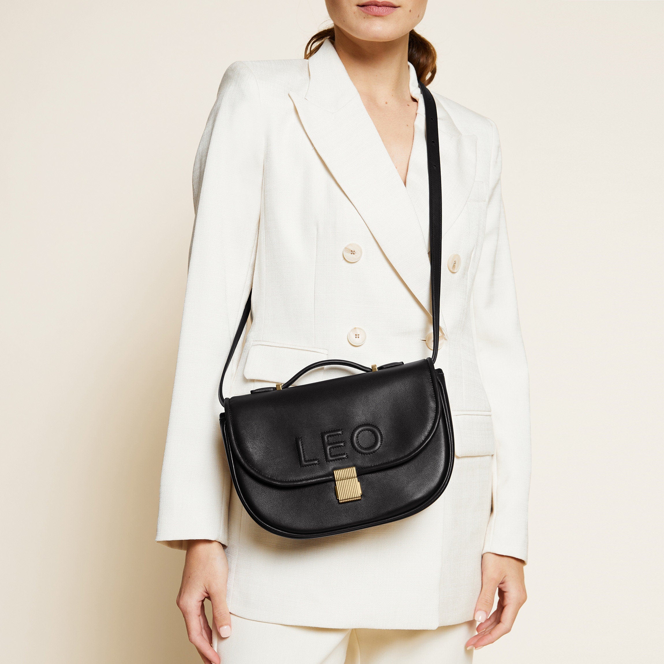 Katy Medium Saddle Bag for Women - Black Onyx Crossbody Purse | Stylish Leather Handbag for Everyday Use, Work & Travel