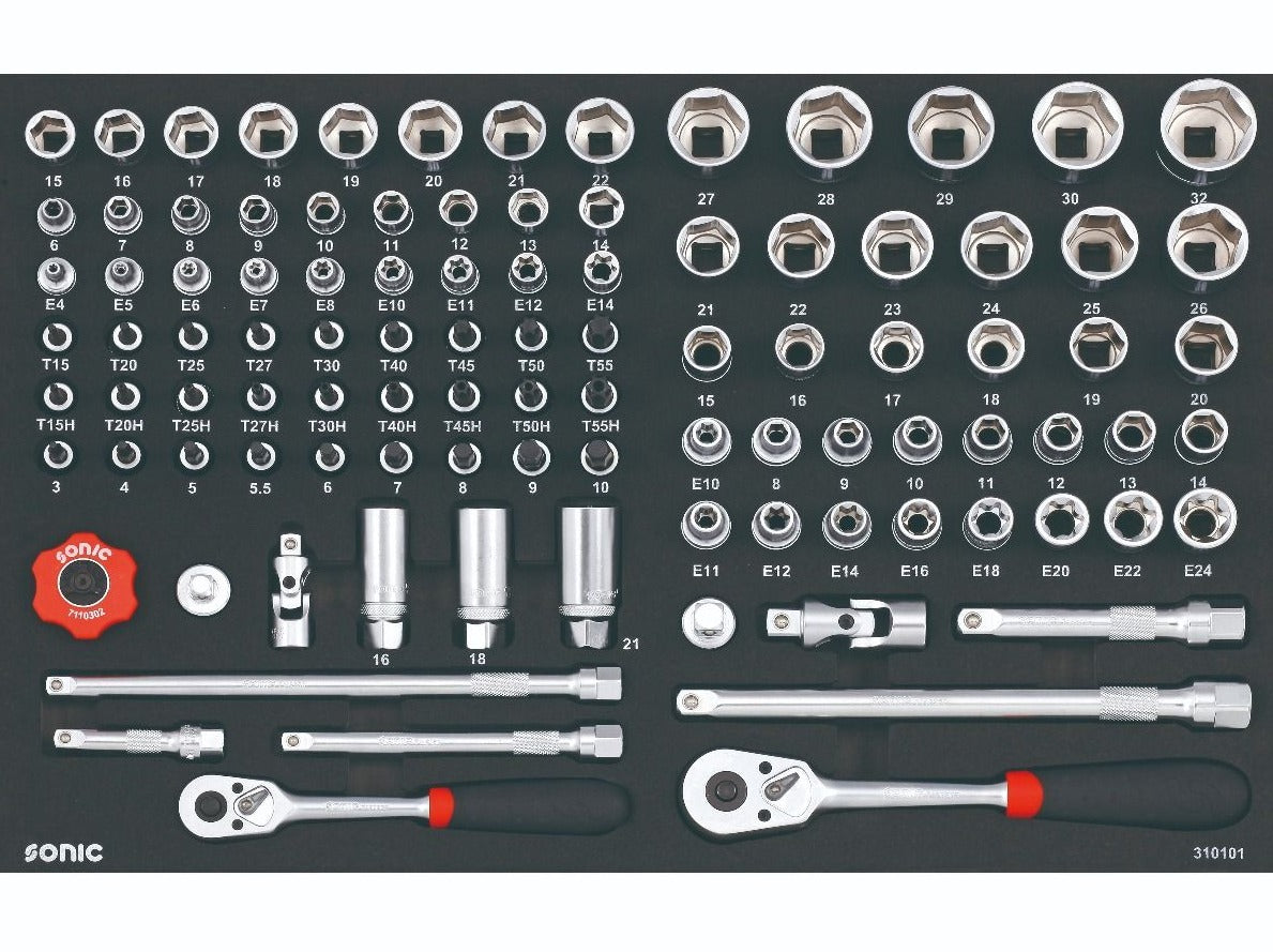 Sonic Foam System Combo Set - 3/8 & 1/2 Inch - 101 Pieces (26 Medium) - Professional Automotive Sound Deadening Kit for Cars, Trucks & RVs