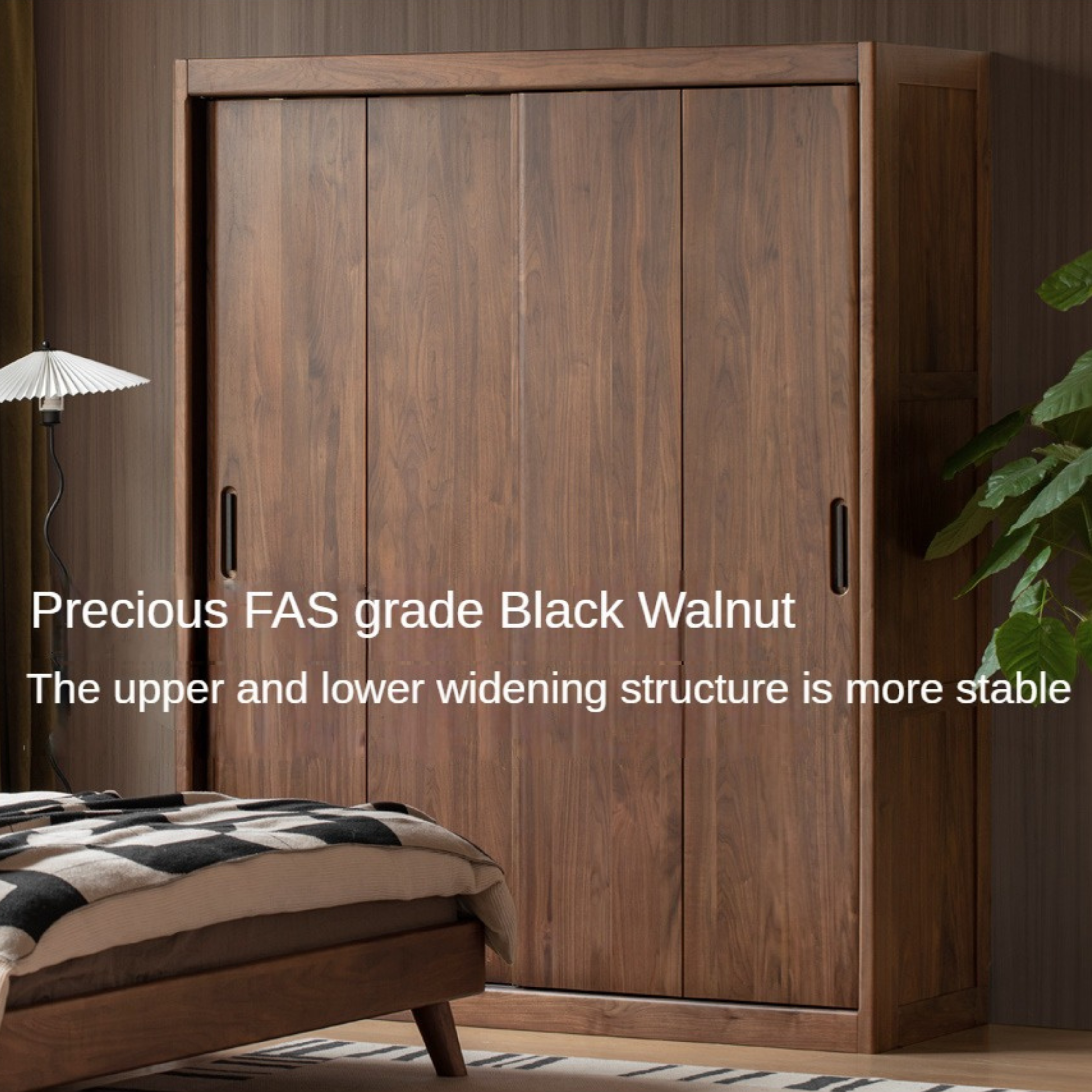 Premium Black Walnut Solid Wood Sliding Door Closet - Elegant & Durable Wardrobe Solution for Bedroom, Walk-in Closet, and Modern Home Decor