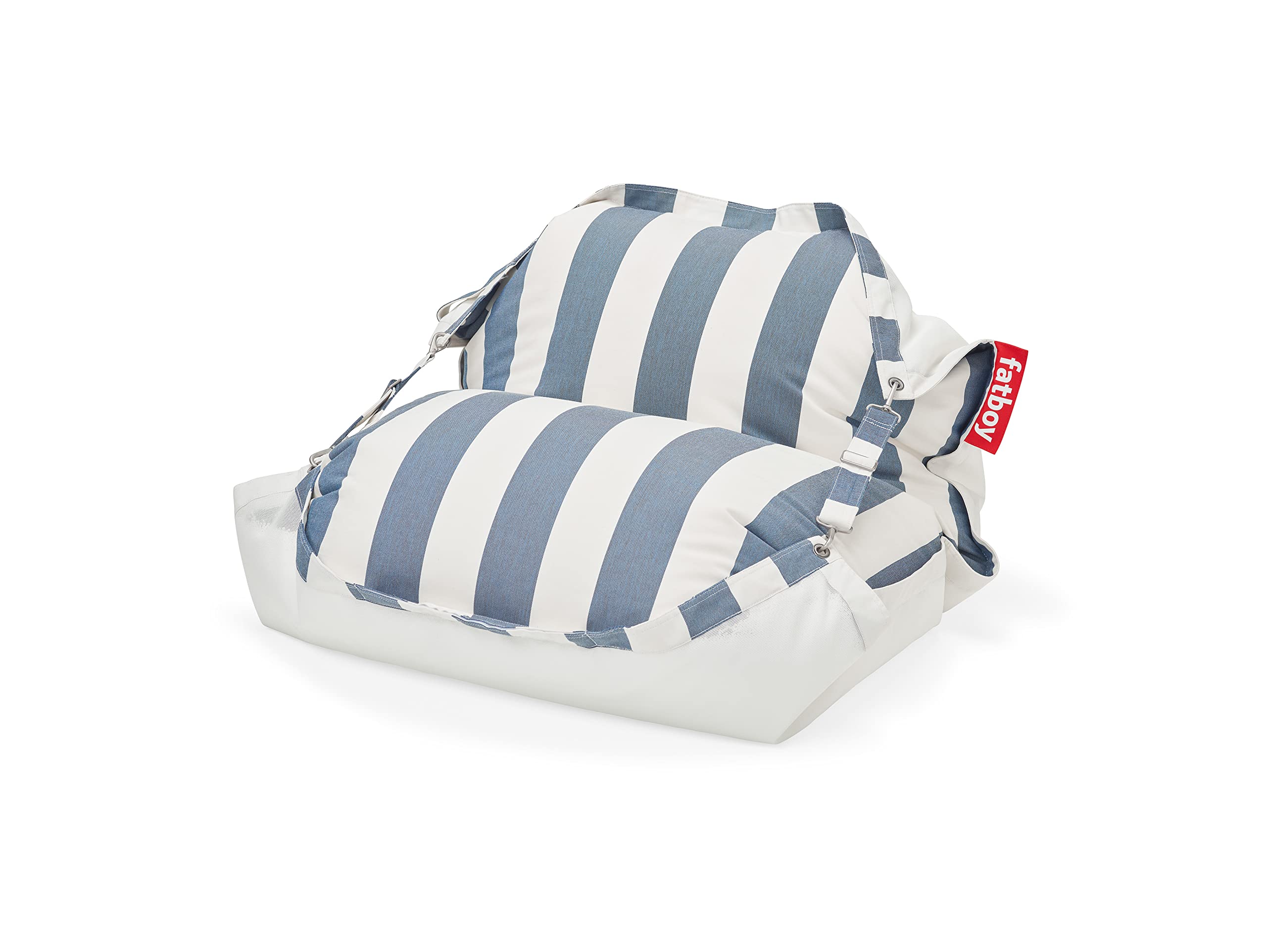 Fatboy Original Floatzac Bean Bag Pool Float - Stripe Ocean Blue, Inflatable Lounge Chair for Pool, Lake & Beach Relaxation, Water Floating Chair for Summer Outdoor Fun