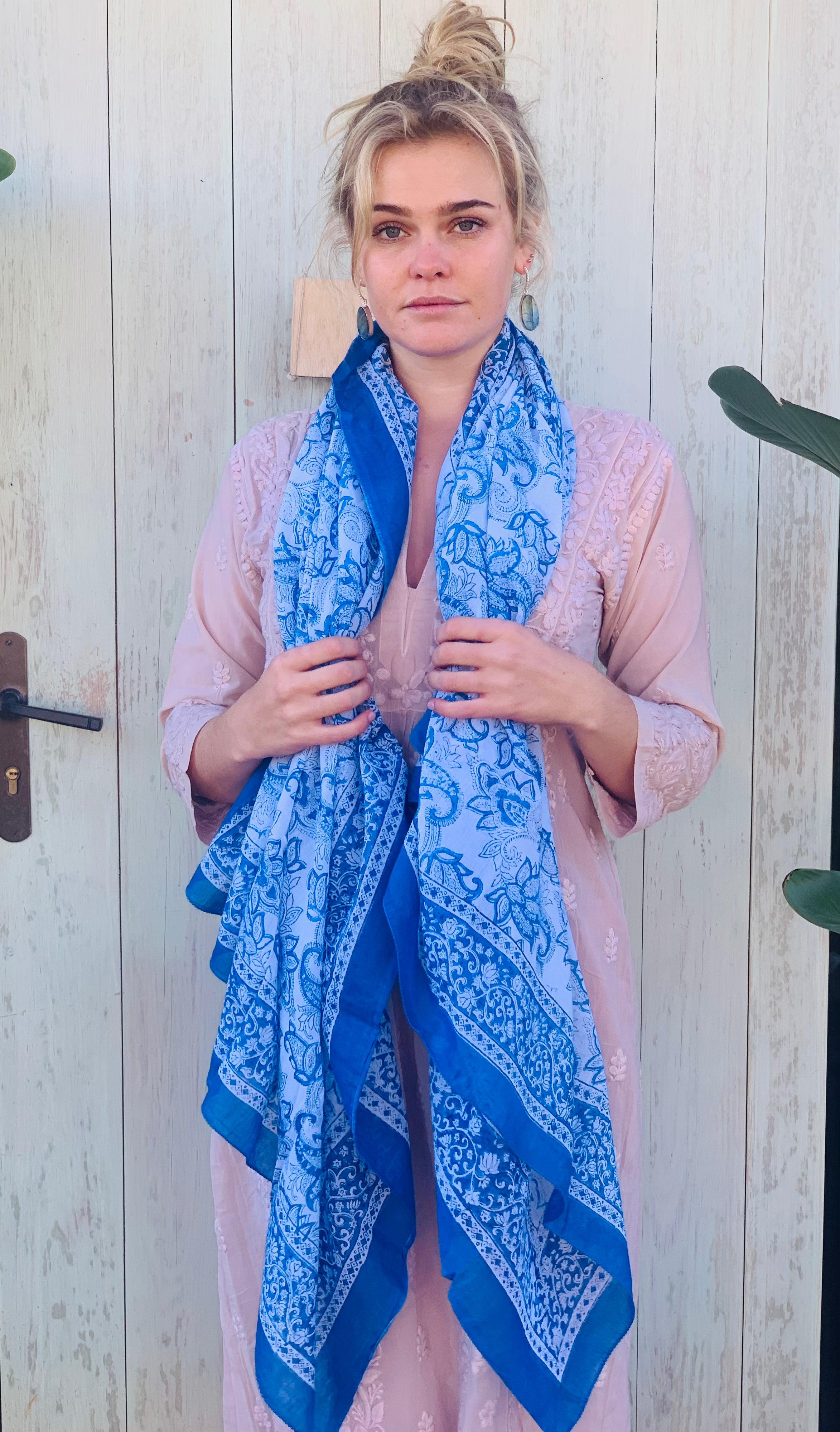 Stylish Block Print Cotton Sarong Pareo Shawl - New Collection for Beach, Pool & Summer Fashion