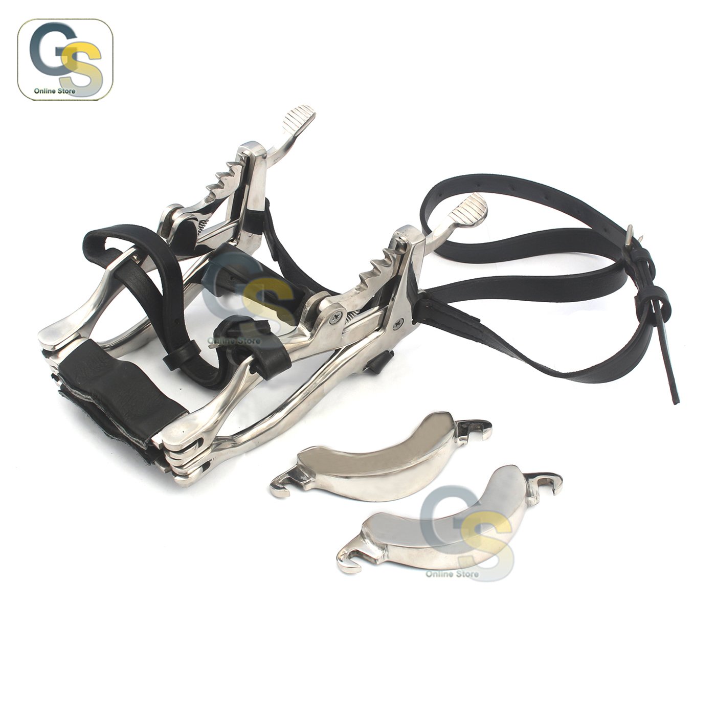G.S Equine Series 2000 Millennium Stainless Steel Horse Dental Speculum with Floats & Leather Straps - Veterinary Dentistry Tool for Upper/Lower Jaws - Perfect for Equine Dental Exams & Floating Procedures