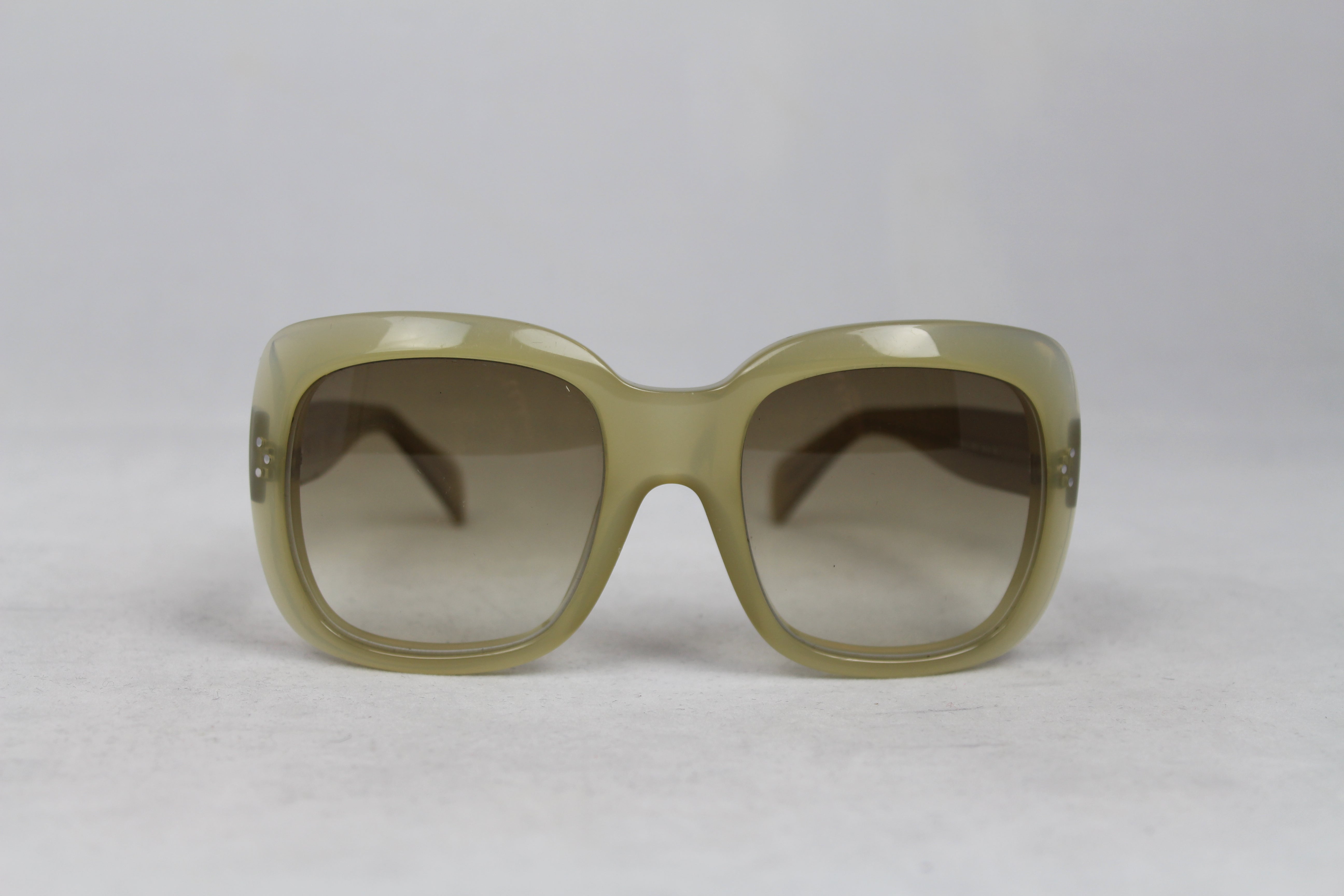 Celine Square Acetate Sunglasses in Green - Stylish & UV Protection for Outdoor Activities & Fashion