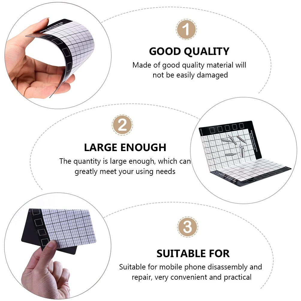 10Pcs Magnetic Phone Repair Mat - Large Anti-Slip Screw Organizer Mat for iPhone, Samsung & Electronics Repair | Prevents Small Screws from Getting Lost | Perfect for Phone Repair Shops & DIY Technicians (Black)