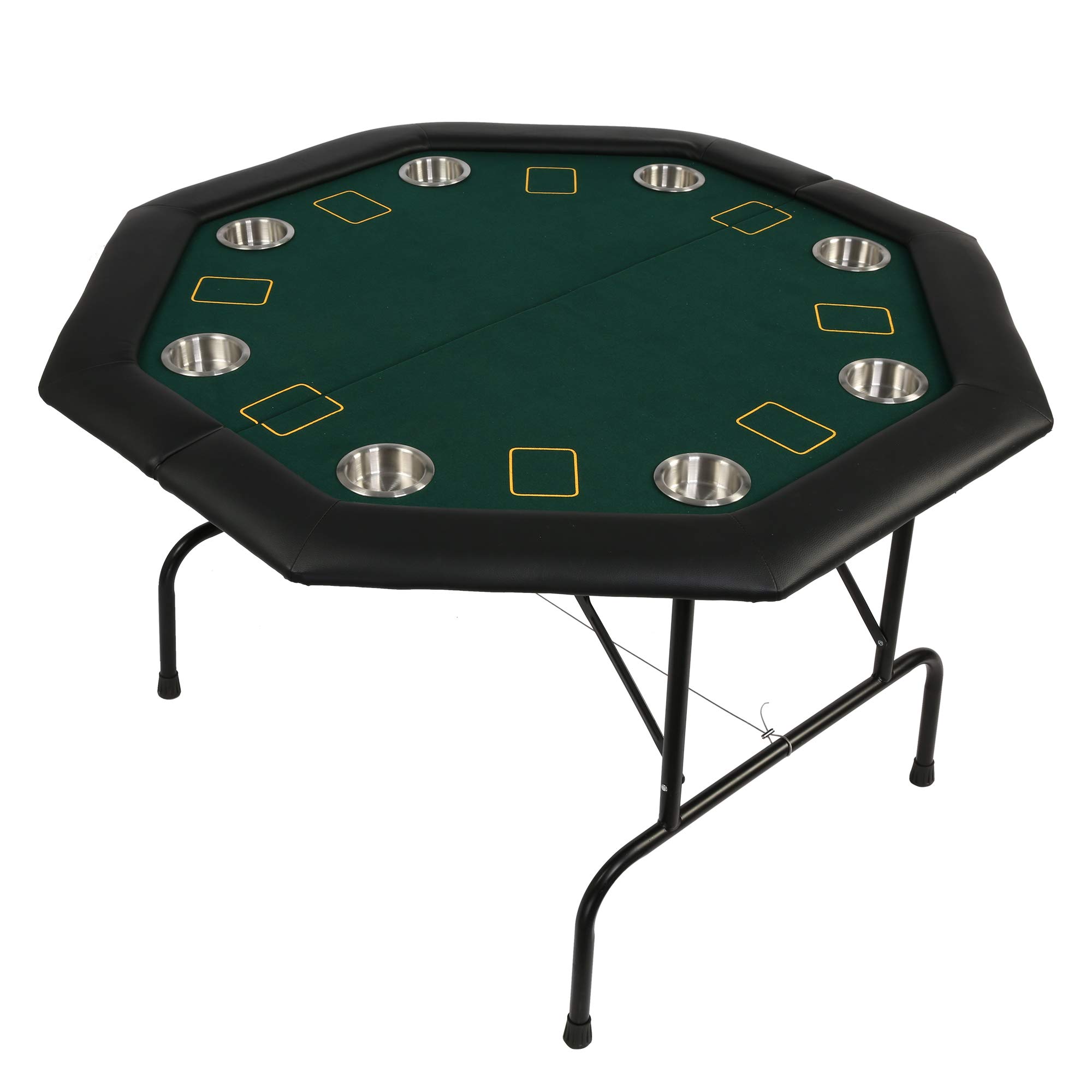 Premium Folding Poker Table for Texas Hold'em - Waterproof Felt Top with Stainless Steel Cup Holders - Perfect for Home Game Nights & Casino Parties