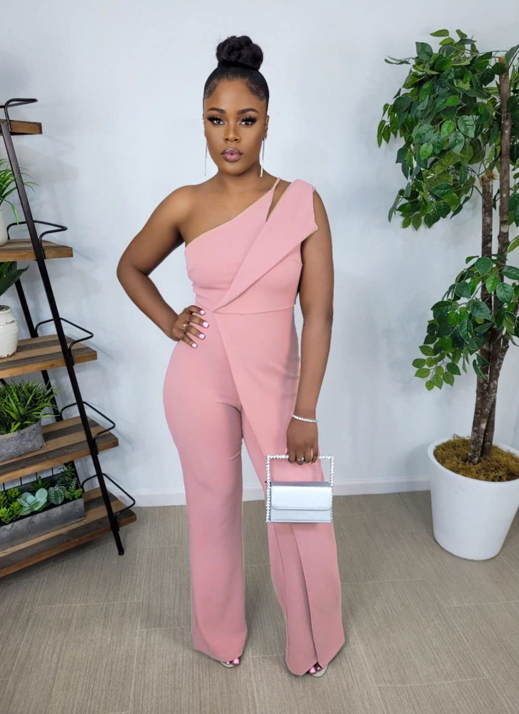 Sexy One Shoulder Wide Leg Jumpsuit for Women - Cut Out Design Romper Overall Outfit | Perfect for Summer Parties, Beach Vacations & Night Out