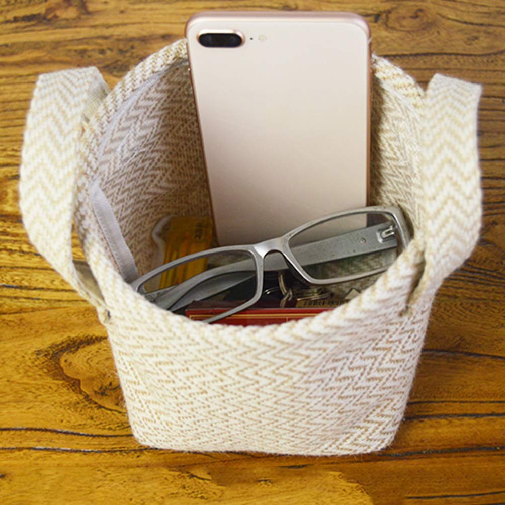 Stylish Hemoton Small Woven Cotton Basket - Decorative Closet Organizer, Nursery Storage Bin, Toy Basket & Desktop Organizer | Perfect for Home, Office & Kids Room Organization
