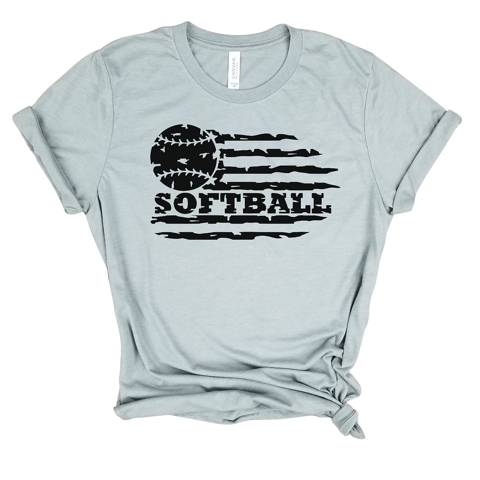 Softball Flag T-Shirt for Women - Softball Mom & Fan Gift - Game Day Shirt for Sports Moms - Perfect for Softball Games, Team Spirit & Mother's Day Gifts