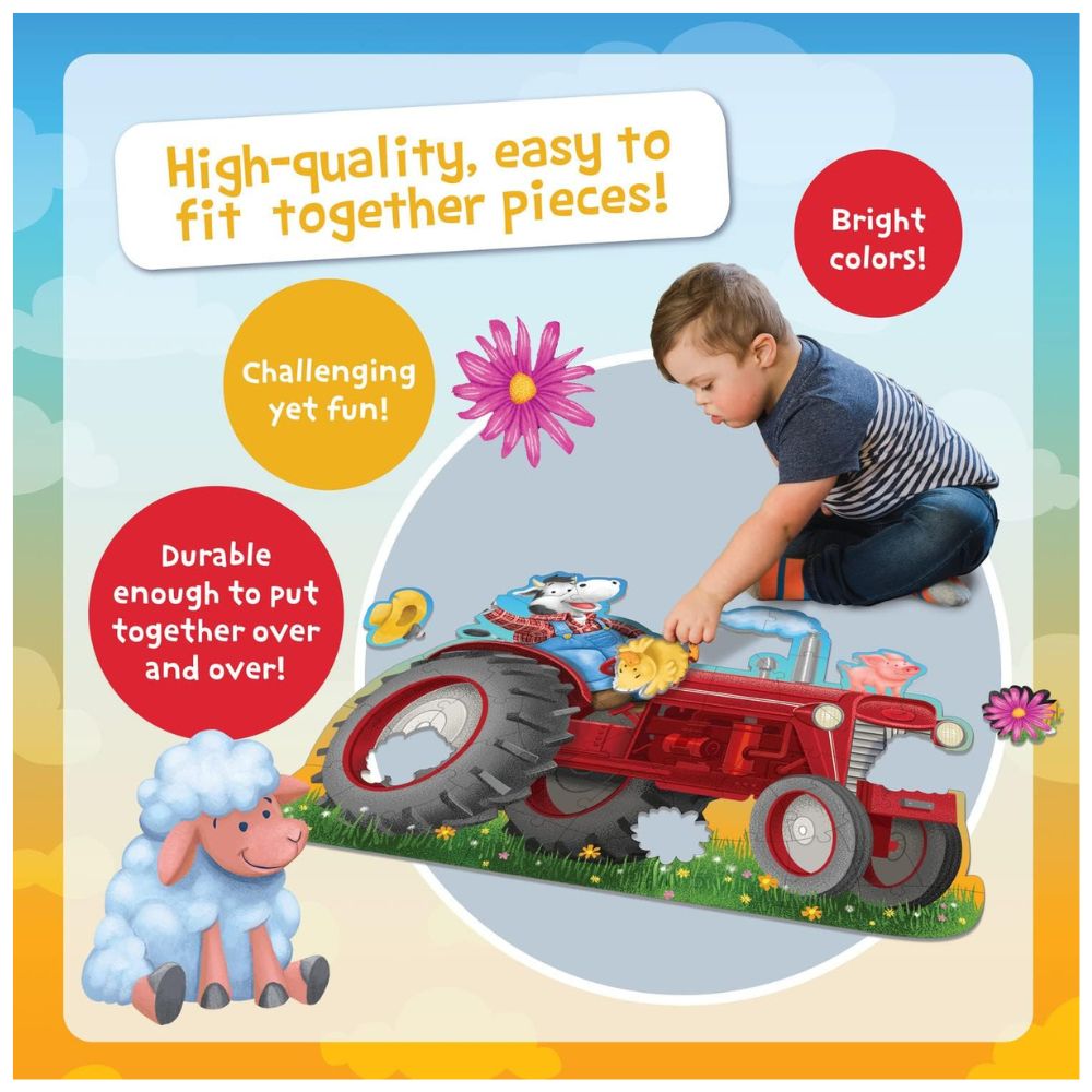 Peaceable Kingdom Shiny Tractor Floor Puzzle for Kids - 24-Piece Educational Farm Toy for Early Learning & Playtime Fun - Perfect for Preschoolers' Cognitive Development & Family Game Night
