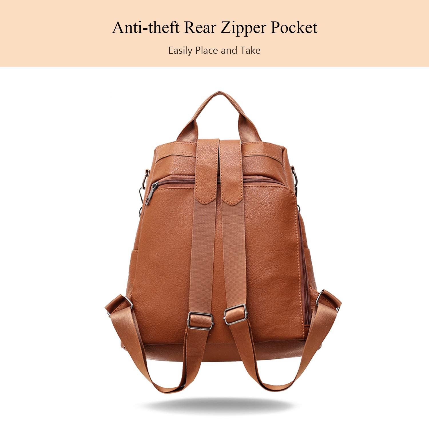 FANDARE Women's Anti-Theft Backpack - Lightweight Waterproof Daypack for School, Travel & Shopping - Stylish Shoulder Bag for Campus, Outdoor & Daily Use - Brown Rucksack (Perfect for College, Commuting & Weekend Getaways)