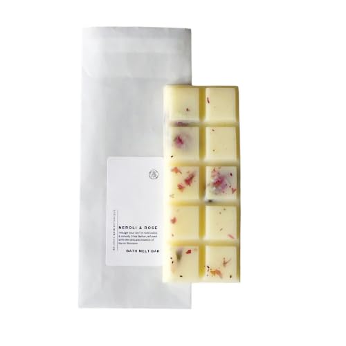 Organic Cocoa & Shea Butter Bath Melt Bar - Rose Neroli Blossom Scented for Relaxing Bath Time, Moisturizing Skin Care & Aromatherapy | Perfect for Spa Nights, Self-Care Rituals & Gift Giving