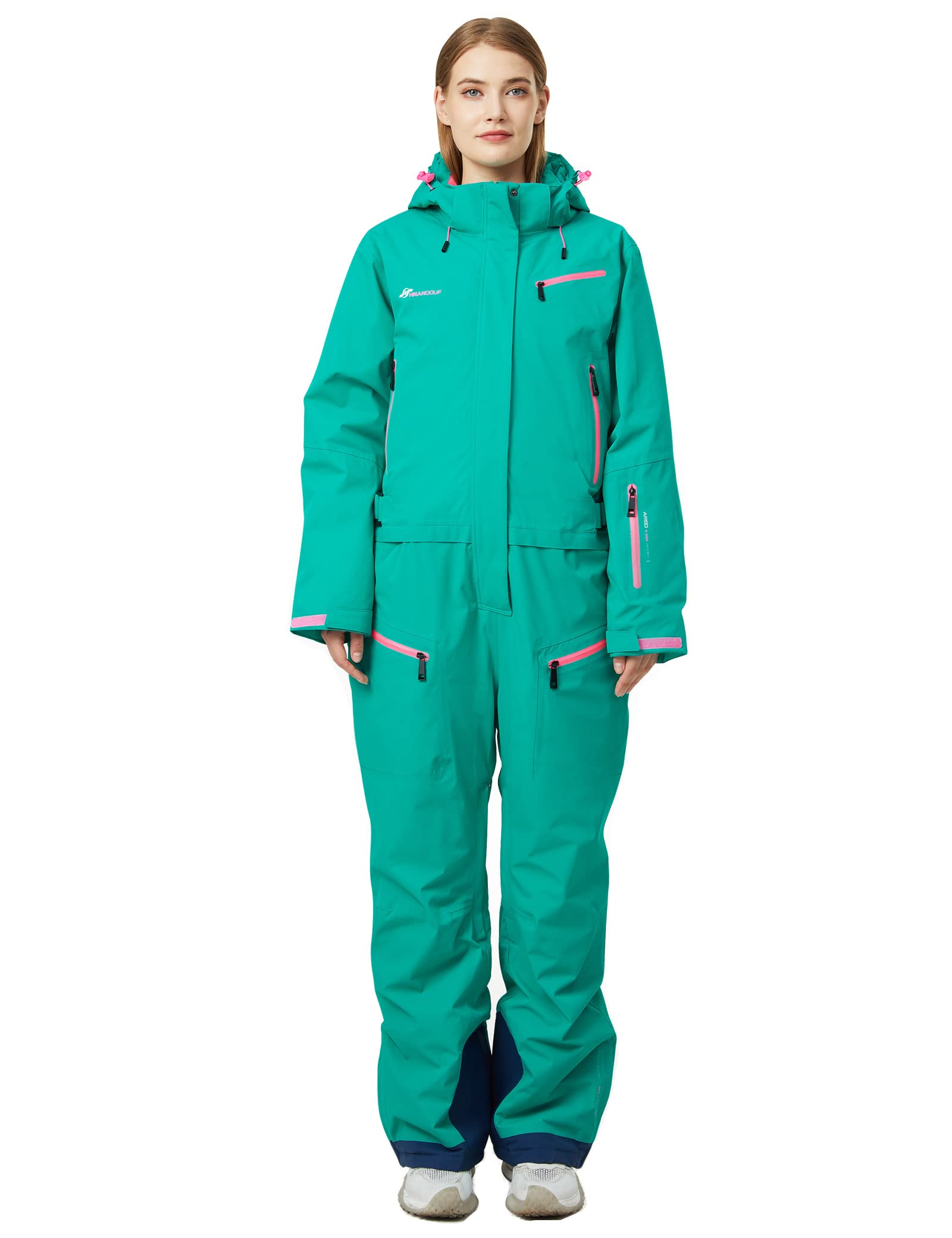 Women's Waterproof Ski Suit Winter Thermal Snowsuit with Removable Hood - One Piece Ski Jumpsuit for Women - Perfect for Skiing, Snowboarding & Outdoor Winter Sports