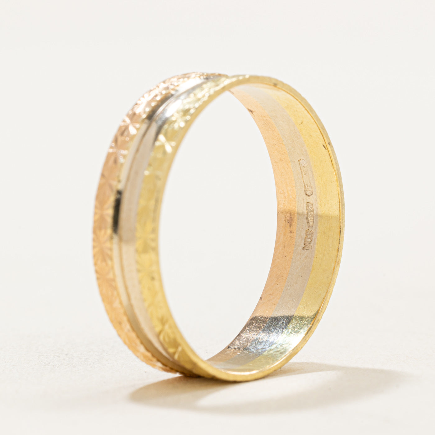 18k Tri-Tone Italian Gold Band Ring - 6.15mm Width - Size 12.25 - Perfect for Weddings, Anniversaries & Special Occasions