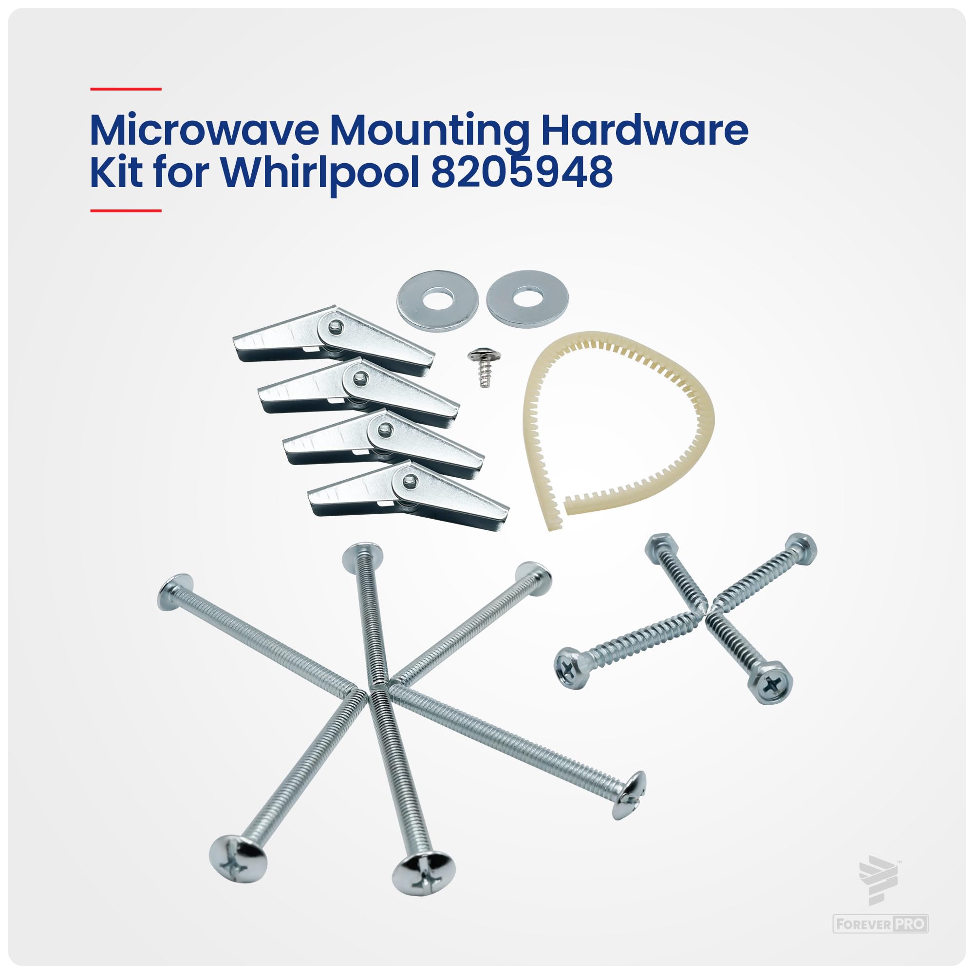 ForeverPRO 8205948 Universal Mounting Hardware Kit for Whirlpool Microwave - Compatible with Models 1174052, AH989071, EA989071, PS989071 | Easy DIY Installation for Kitchen Appliances