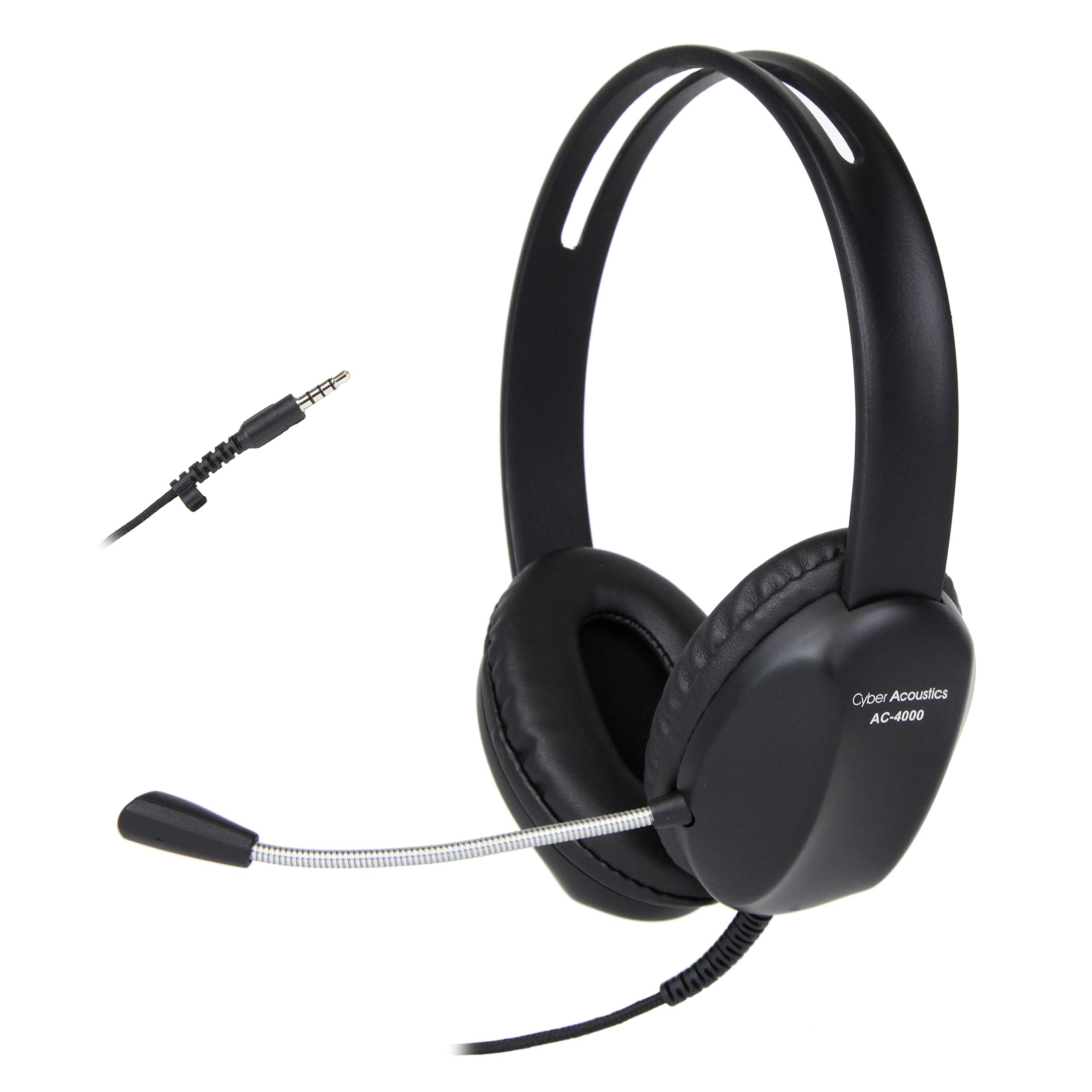 Cyber Acoustics AC-4000-20 3.5mm Stereo Headset with Noise Cancelling Mic - 20 Pack for PC, Tablet, Phone - Perfect for Office, Classroom, Home & Online Meetings