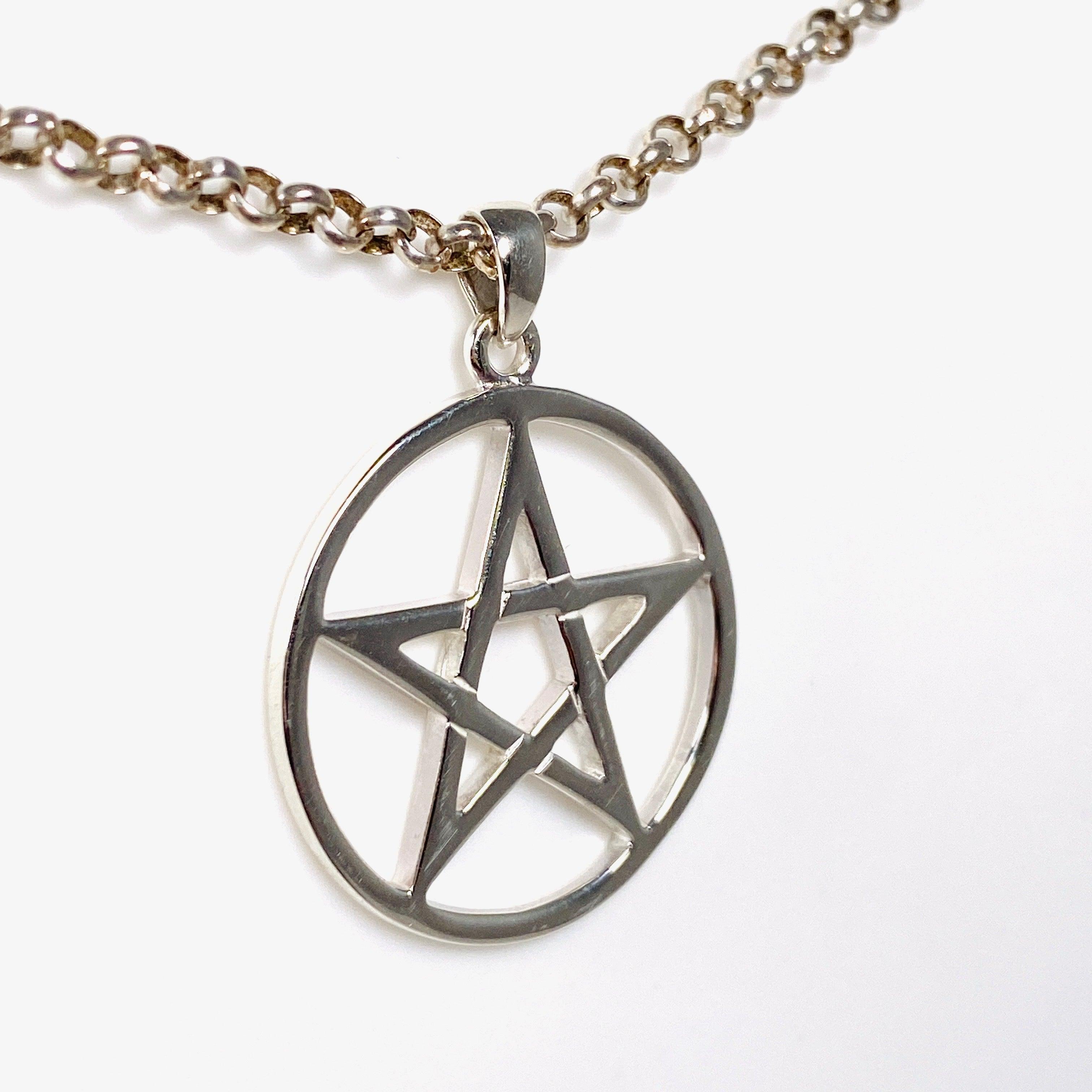 Pentagram 35mm Pendant Necklace - Stainless Steel Gothic Jewelry for Men & Women - Perfect for Occult Lovers, Wiccan Rituals, and Alternative Fashion