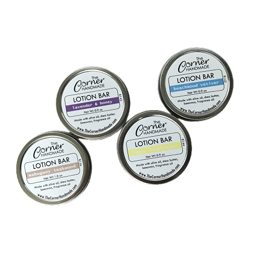 4 Pack Lotion Bars for Dry Skin - Moisturizing Relief in Tins | Handmade Skincare for Travel, Gym & Daily Hydration