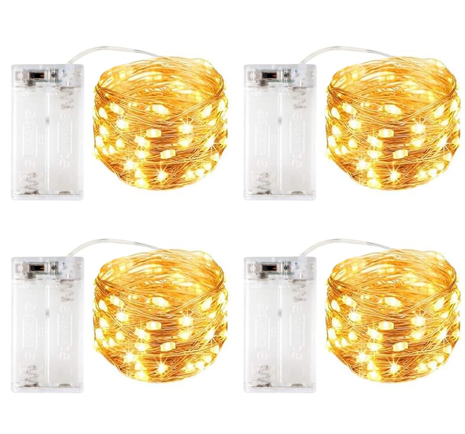 4 Pack LED Fairy Lights Battery Operated with Timer - 3M 30 LED Firefly String Lights, Warm White Copper Wire Twinkle Lights for Bedroom, Christmas, Wedding, Party, Garden & Home Decorations - Perfect for Indoor and Outdoor Decorative Lighting