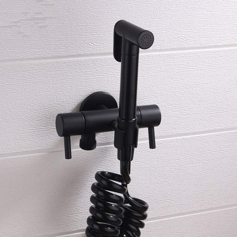 Portable Handheld Bidet Sprayer Kit - Black Wall Mount Round Head Faucet with Stainless Steel Nozzle for Toilet, Baby Cloth Diaper Cleaning & Personal Hygiene - Perfect for Bathroom, Travel & Postpartum Care