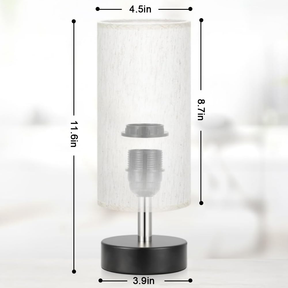 ICDLTJ Modern Fabric Shade Table Lamp - Bedside Nightstand Lamp with Wire Switch, Adjustable Desk Reading Light for Bedroom, Living Room, Kids Room, Office, and Dorm Decor