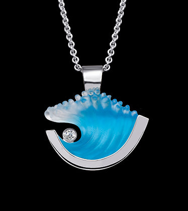 14K White Gold Diamond Wave Pendant Necklace for Women - Elegant Layered Jewelry Gift for Birthday, Anniversary & Special Occasions