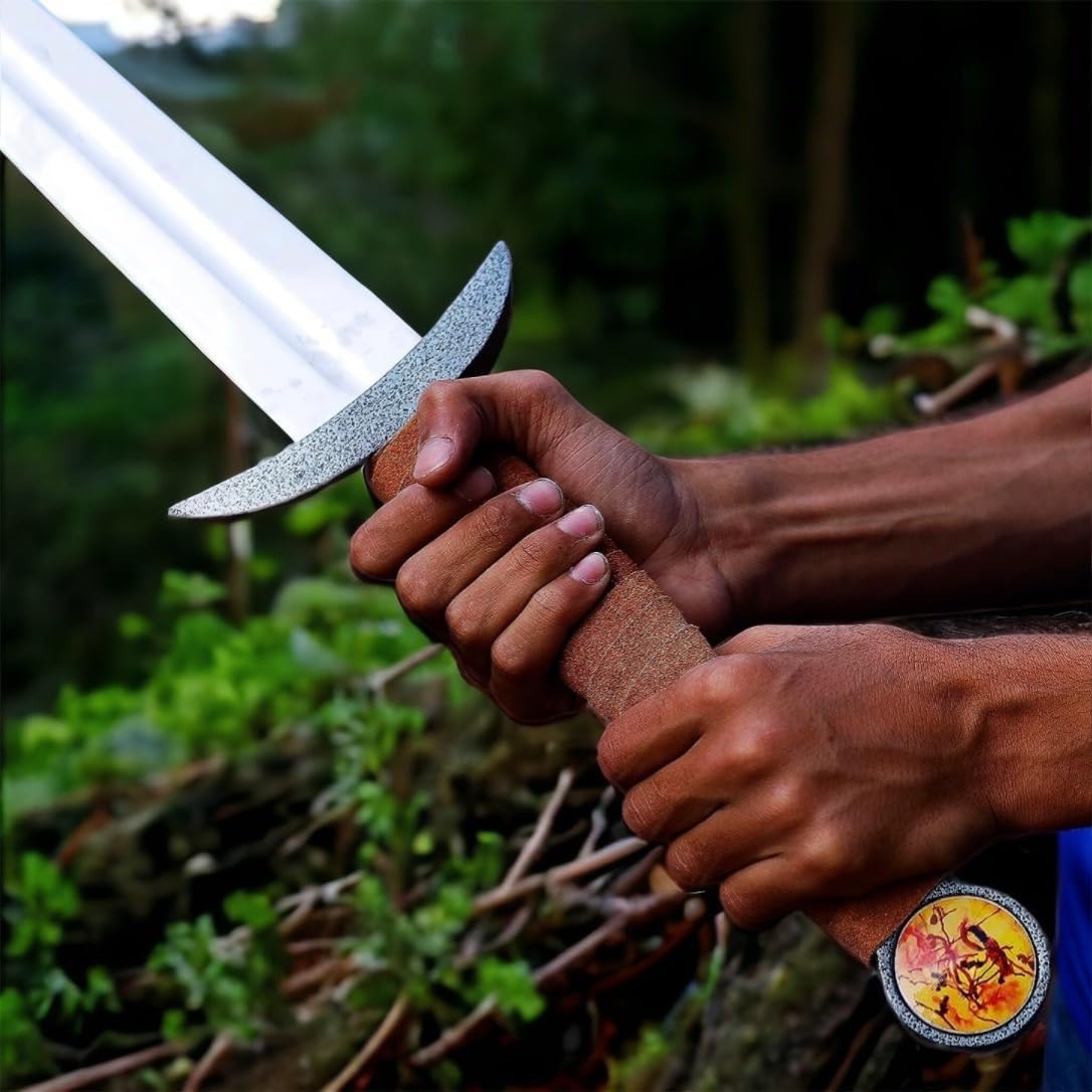 Uhtred's Serpent-Breath Viking Sword with Leather Scabbard | Authentic Carbon Steel Battle-Ready Sword | Functional Viking Weapon for Collectors & LARP | Perfect Medieval Gift for Men & History Enthusiasts | Great for Cosplay, Reenactments & Display